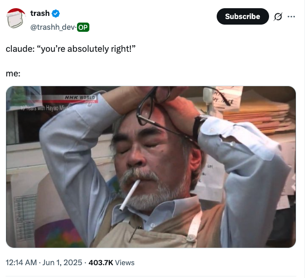 Meme tagged ai, claude, reaction